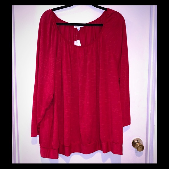 NWT fashion bug red scoop neck 3/4 sleeve shirt - Picture 1 of 4